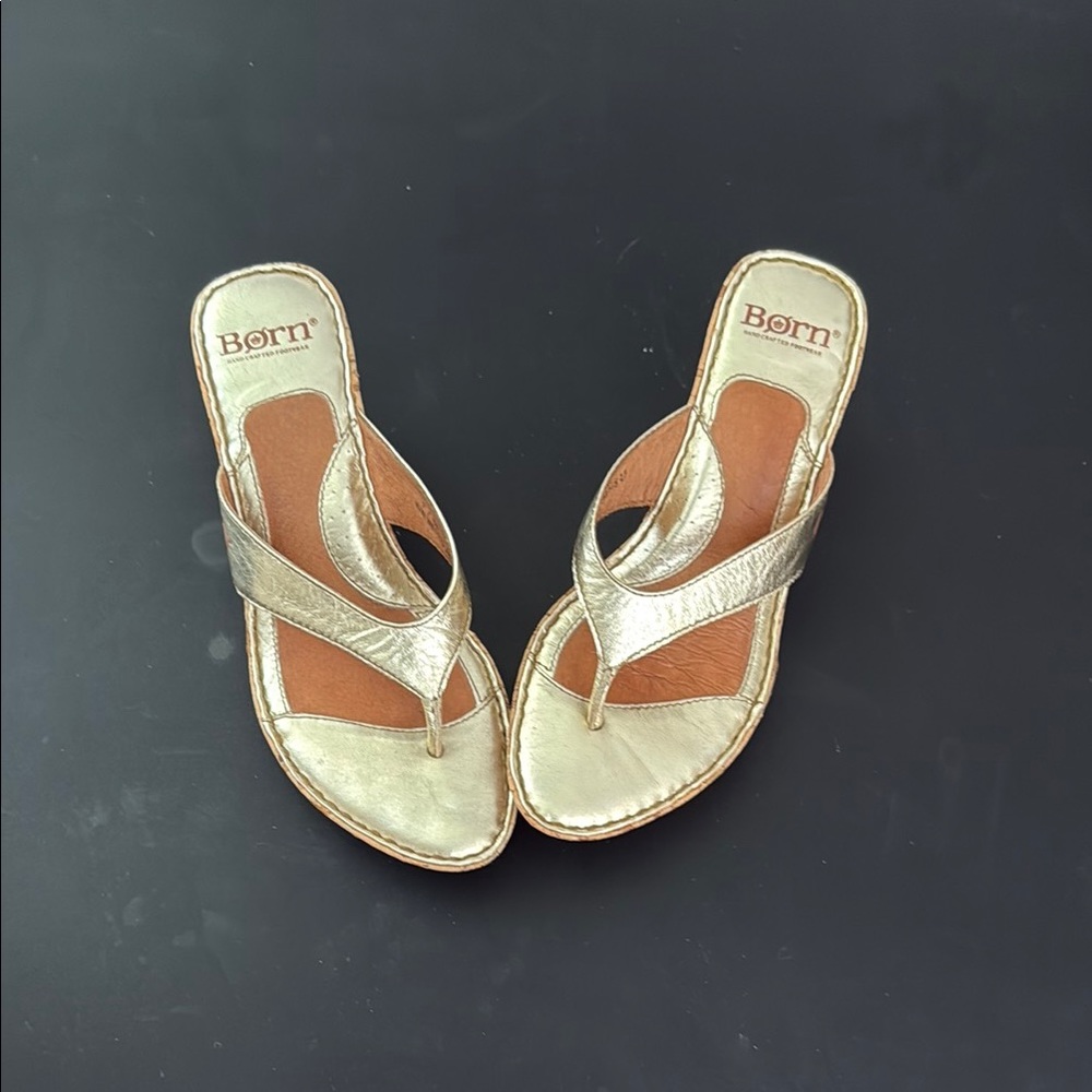 Born Gold Sandals with Thong Design